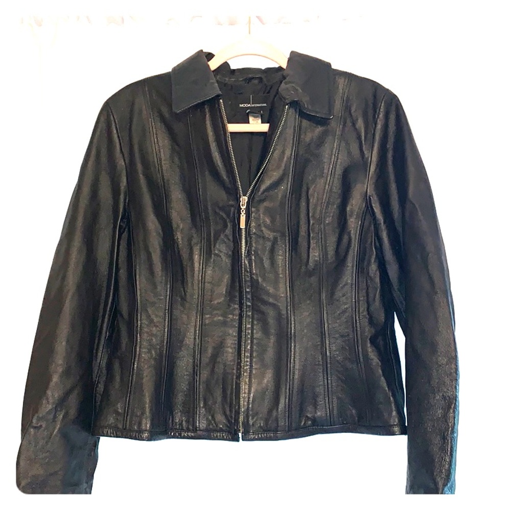 Leather ‘biker’ jacket
